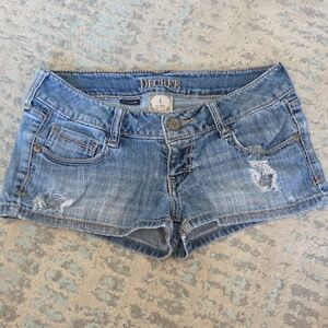 Decree Women's Light Blue Distressed Denim Cutoff Shorts